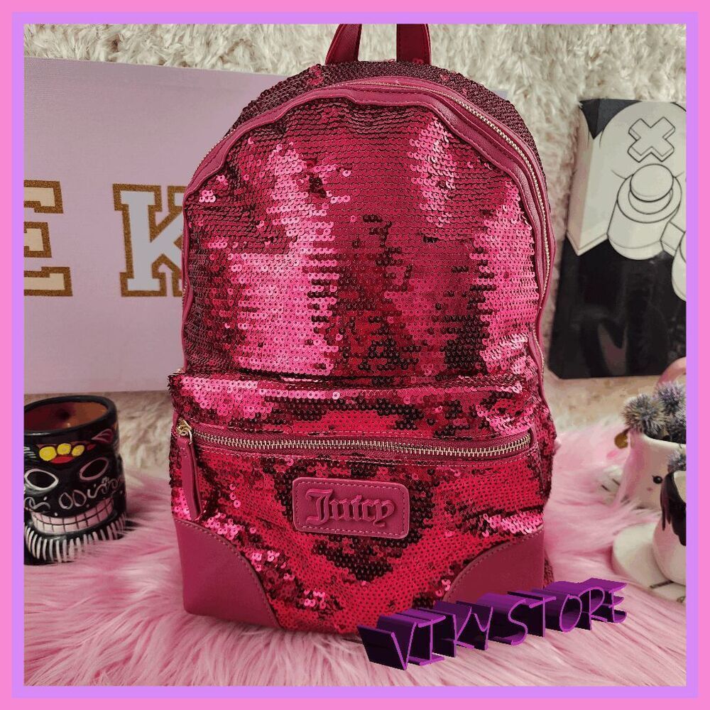 💕 NWT Juicy Couture Pink Sequin All Over Bling Backpack 💕